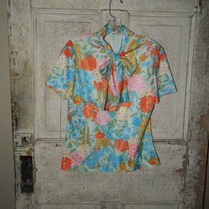 Vintage "My Latest Leslie Fay" Neck Tie Bow Top Size S/M (P-5)